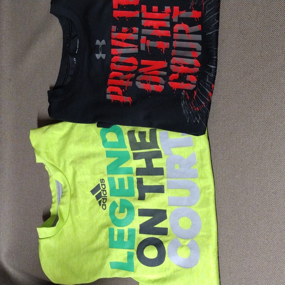 2 tops-adidas & UA graphic tees